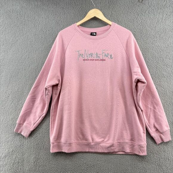 The North Face Women’s XXL Graphic Injection Crew Sweatshirt Pink Pullover - Picture 4 of 12